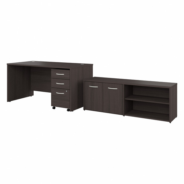 Bush Business Furniture Studio C 60W x 30D Office Desk with Storage Return and Mobile File Cabinet STC042SGSU
