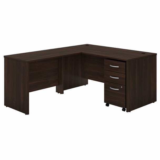Bush Business Furniture Studio C 60W x 30D L Shaped Desk with Mobile File Cabinet and 42W Return STC008BWSU