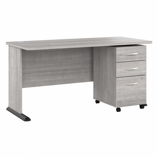 Bush Business Furniture Studio A 60W Computer Desk with 3 Drawer Mobile File Cabinet STA002PGSU