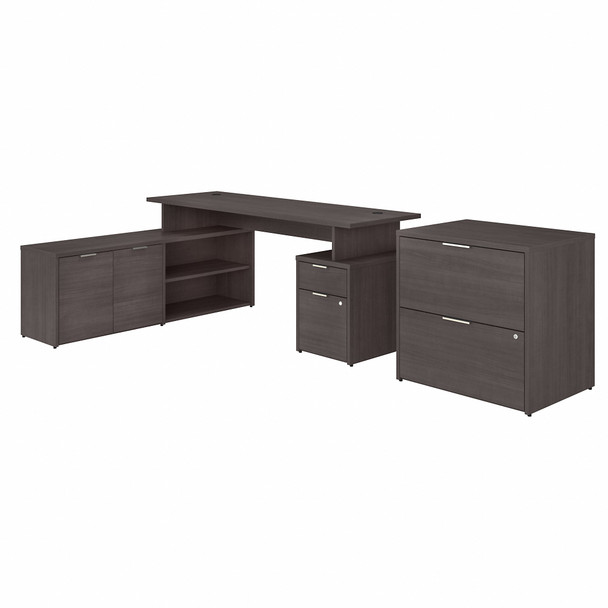 Bush Business Furniture Jamestown 72W L Shaped Desk with Drawers and Lateral File Cabinet JTN010SGSU