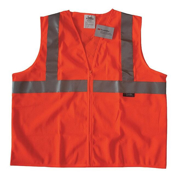 Condor Safety Vest,Orange/Red,M,Zipper 491R97