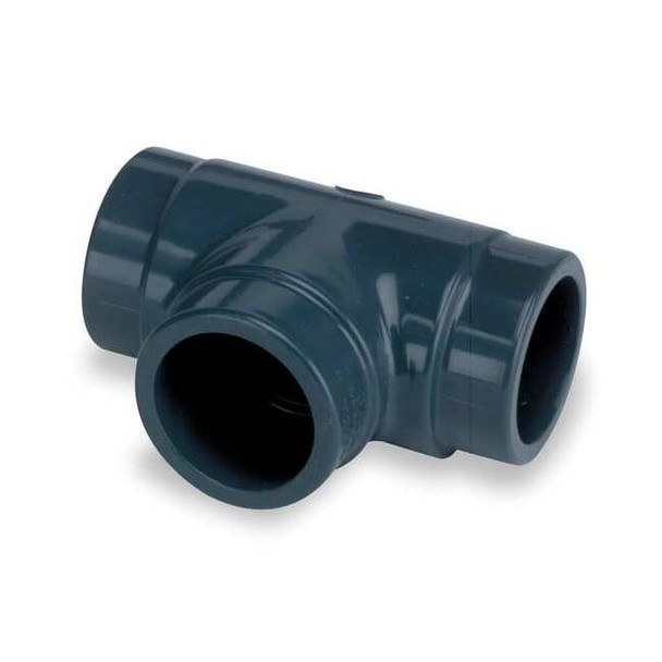 PVC Reducer Tee, Socket x Socket x Socket, 1 in x 1 in x 1/2 in Pipe Size