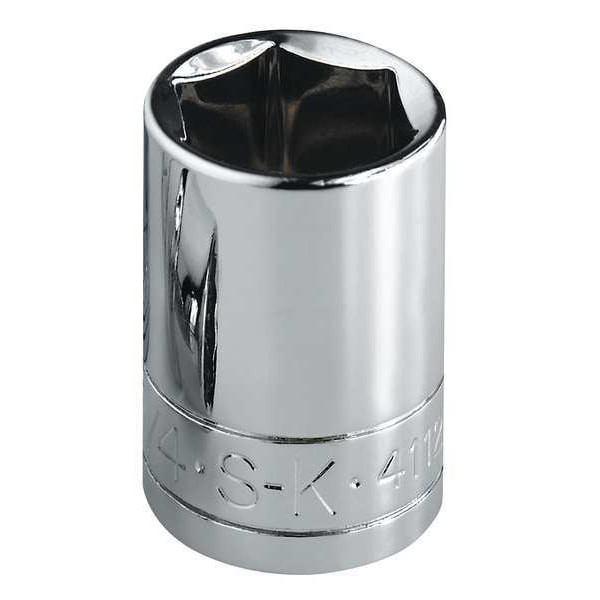 3/8 in Drive, 24mm Metric Socket, 6 Points,  Steel, Chrome, 24 mm