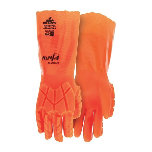N2658HVO Chemical Resistant Gloves, PVC, 14 in L, 15 ga, Orange, XL, 1 PR