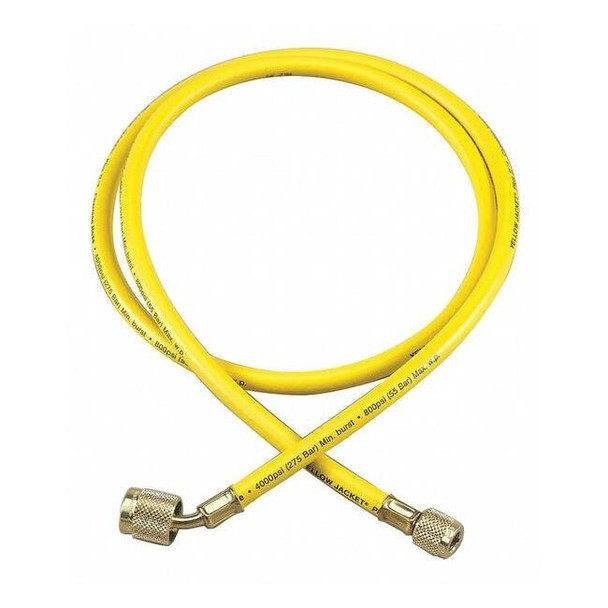 Yellow Jacket Charging/Vacuum Hose,6" L,Brass Fitting 22006