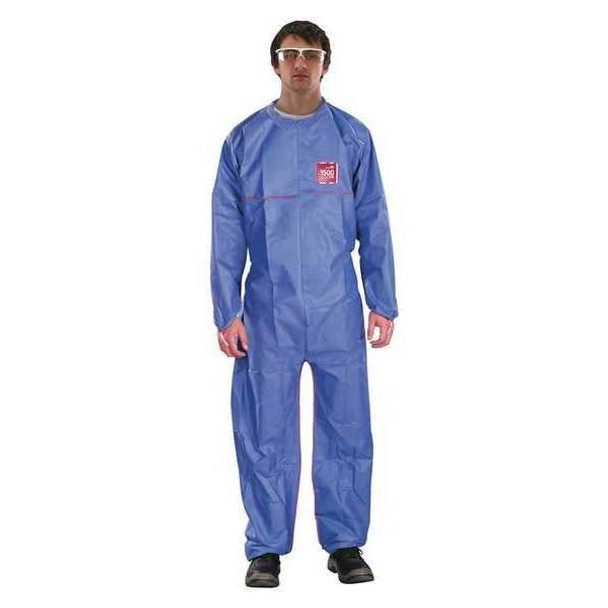 Ansell Collared Coveralls,4XL,Blue,SMS,PK25 68-1500 PLUS FR