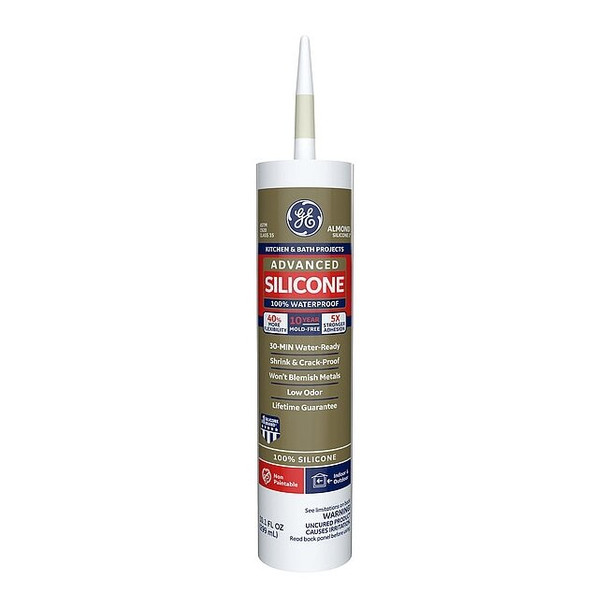 Silicone Sealant, 10.1 oz, Cartridge, Almond, Silicone Base, Advanced Silicone