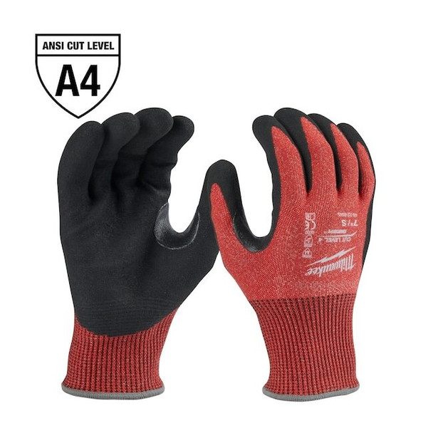 Cut-Resistant Coated Gloves, Cut Level A4 ,Dipped ,Nitrile ,Sandy ,S