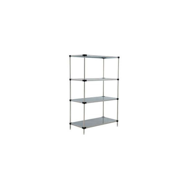 Nexel 4 Shelf Galvanized Steel Solid Shelving Unit Starter 24""W x 24""D x 54""H