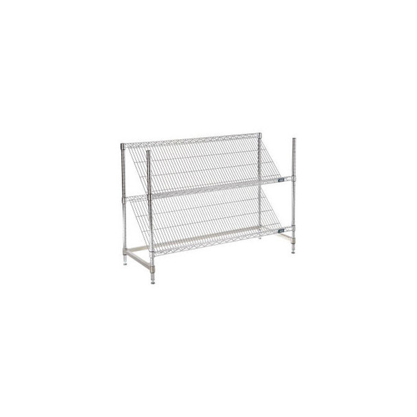 Nexel 2 Shelf Chrome Slant Wire Shelving Unit Starter 48""W x 18""D x 34""H