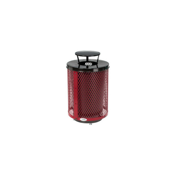 Global Industrial Outdoor Diamond Steel Trash Can W/Rain Bonnet Lid & Base 36 Ga