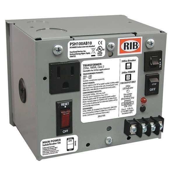 Class 2 Transformer, 100 VA, NEMA 1, 24V AC, 120V AC