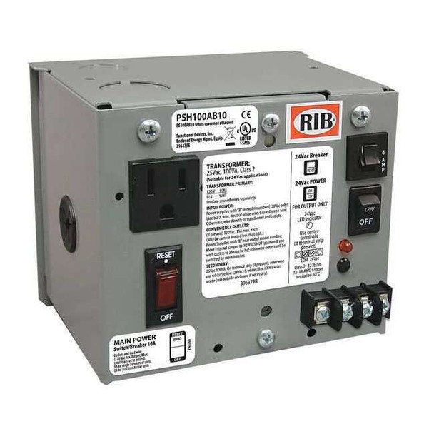 Class 2 Transformer, 100 VA, NEMA 1, 24V AC, 120V AC
