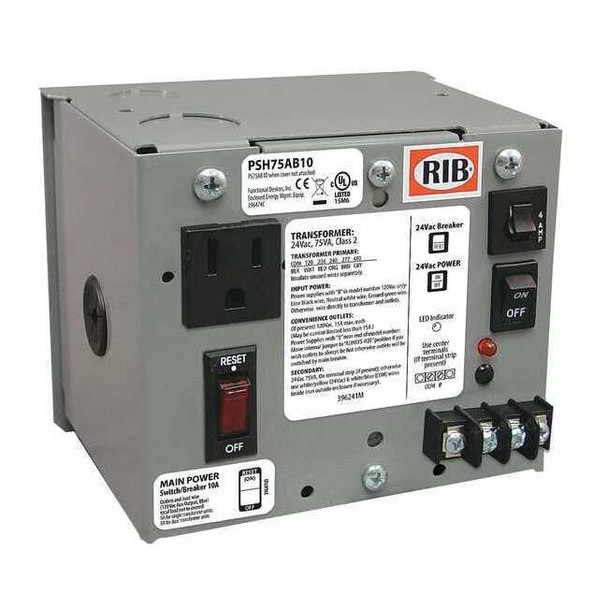 Class 2 Transformer, 75 VA, NEMA 1, 120V AC, 120/208/240/277/480V AC