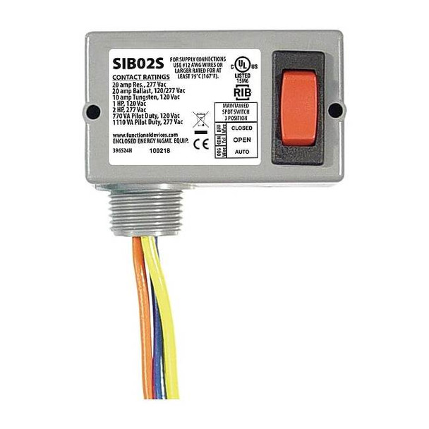 Functional Devices-Rib Prewired Rocker Switch,SPDT,20A at 277VAC SIB02S