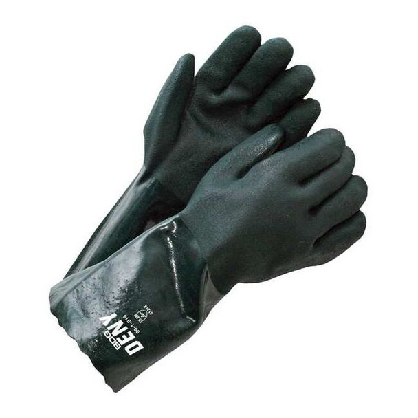 DENY(R) Chemical Resistant Gloves, PVC, 14 in L, 50 mil, Green, L, 1 PR