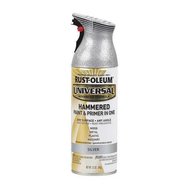 Rust-Oleum Spray Paint, Silver, Hammered, Solvent, 12 oz 245219