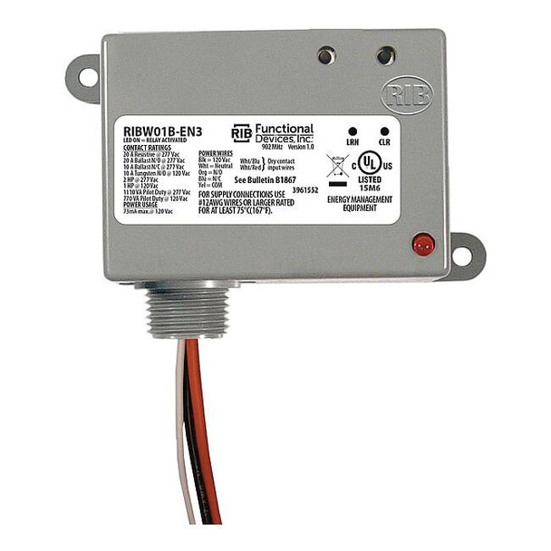 Functional Devices-Rib Wireless Relay/Transmitter,SPDT,120VAC RIBW01B-EN3