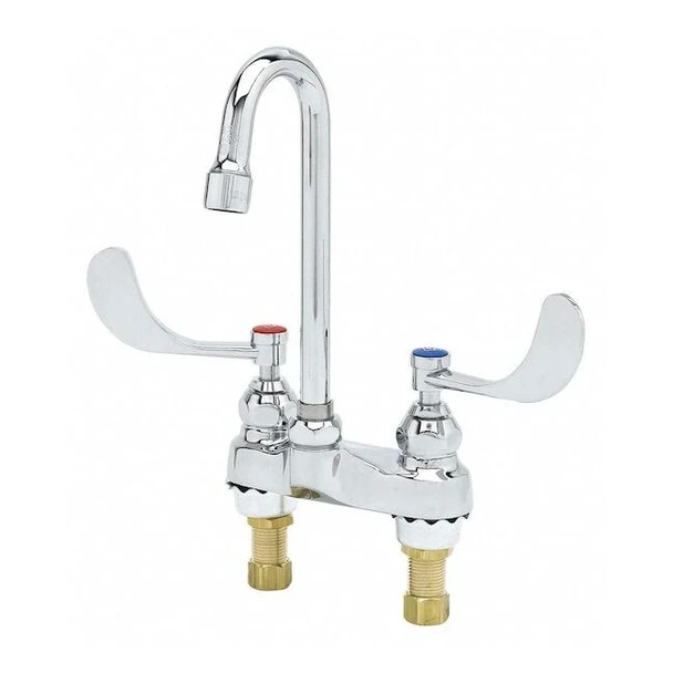 Manual Gooseneck Kitchen/Bathroom Faucet, 4" Mount, Chrome 2 Hole