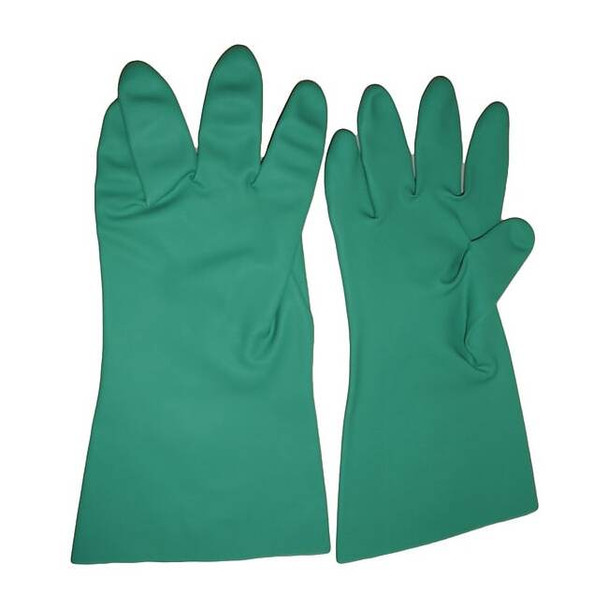 Chemical-Resistant Gloves, Nitrile, 15 in L, 22 mil, Green, M, 1 PR