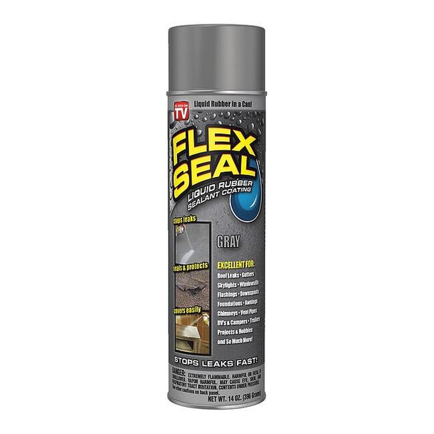 Flex Seal Leak Sealer, 14 oz, Aerosol, Gray, Rubber Base FSGRYR20