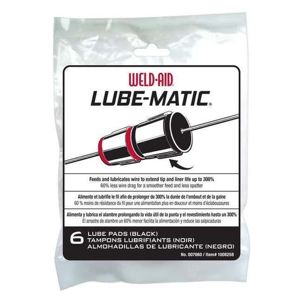 LUBE-MATIC Cleaner Pads, Felt, For Use With Wire Feeders, Black, PK6