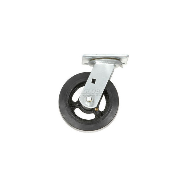 Global Industrial Heavy Duty Swivel Plate Caster 6"" Mold-on Rubber Wheel 500 lb
