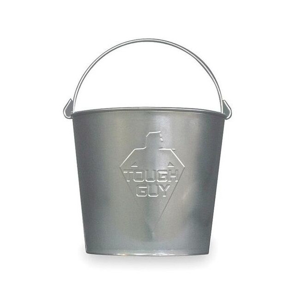 3 gal Round Bucket, 10 1/4 in H, 11 1/4 in Dia, Silver, Galvanized Steel