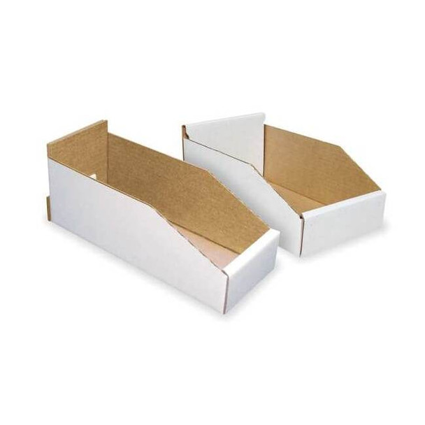 White Corrugated Shelf Bin, 11"L x 4-1/4" (48), 8-1/4" (8)W x 4-3/4"H