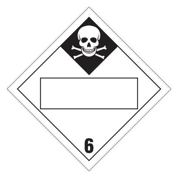 DOT Container Placard, 6, B-101 Polycoated Tagstock, 10-3/4" W x 10-3/4" H