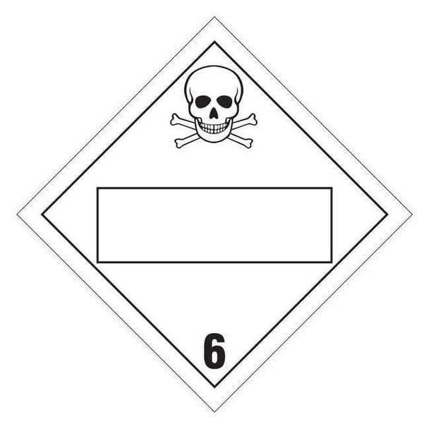 DOT Container Placard, 6, B-946 Pressure Sensitive Vinyl, 10-3/4" W x 10-3/4" H