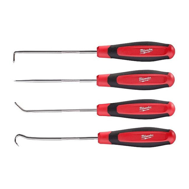Hook and Pick Set, 8 5/16 in L, Steel, Includes Storage Tray, 4 pc