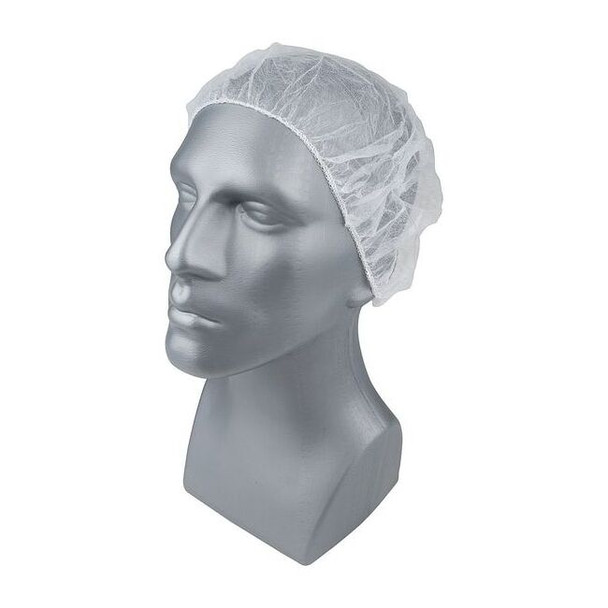 Condor Bouffant Cap, Polypropylene, 18 in Dia., White, S, 1000 PK 23KX06