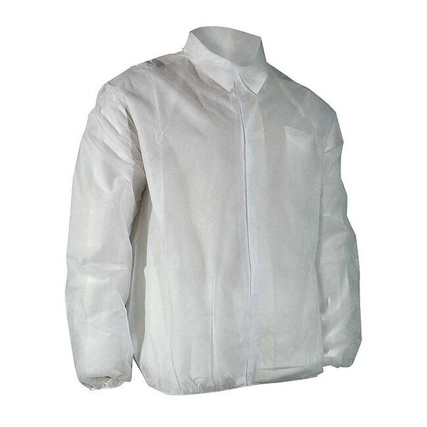 Disposable Lab Coat, Polypropylene, Hook-and-Loop Closure, White, 3XL, 50 PK