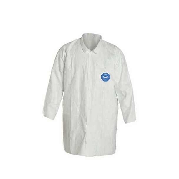 Tyvek 400 Disposable Lab Coat, Tyvek(R) 400, Snaps Closure, White, M, 30 PK