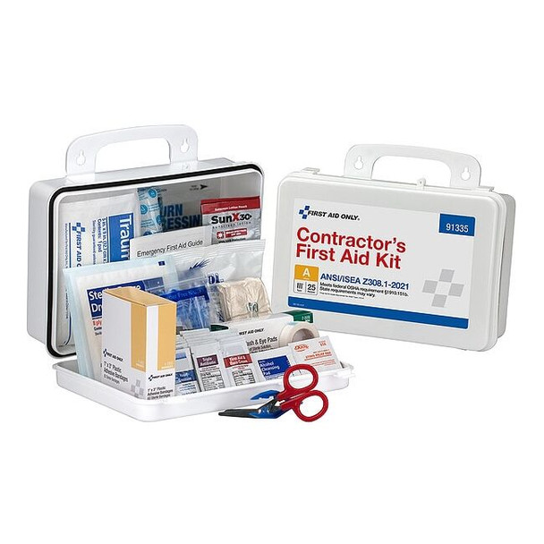 First Aid Kit and Housing, Plastic 131 Components, 25 People Served