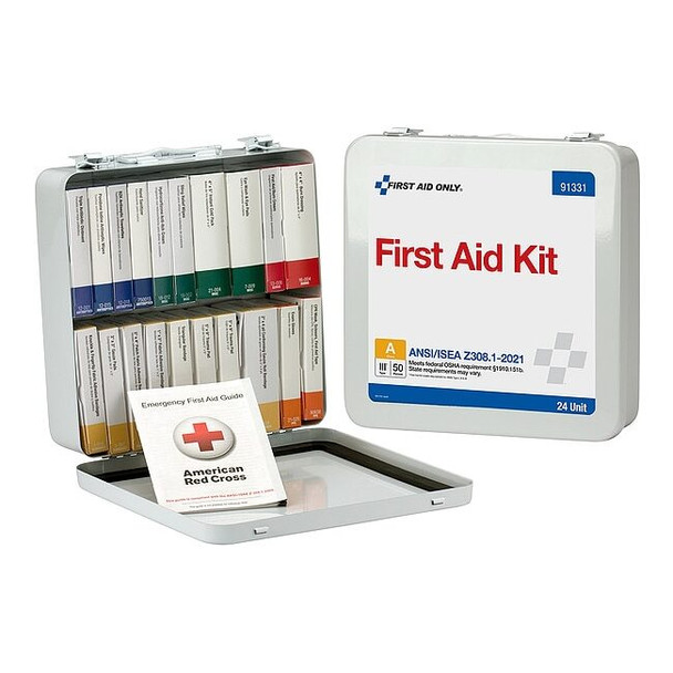 First Aid Kit and Housing, Metal 130 Components, 50 People Served