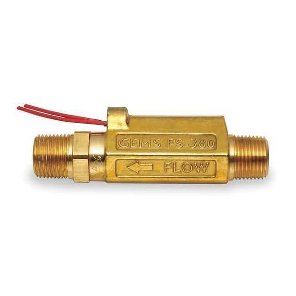 Gems Sensors 3/8" MNPT SPST NO Liquid Flow Switch 0.15 gpm FS-380, 181130
