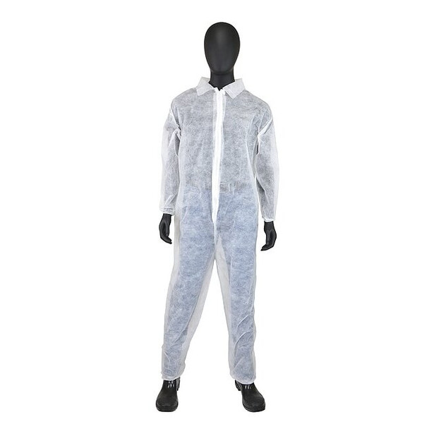 West Chester Protective Gear Coverall, Xl, White, polypropylene, zipper 3502/XL
