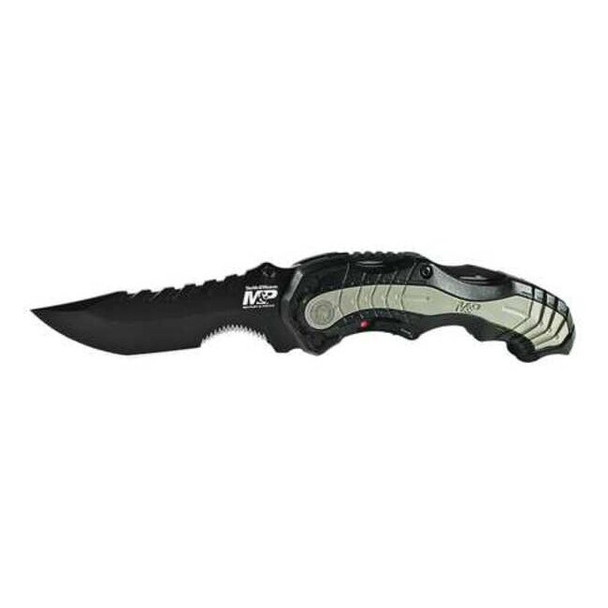 Smith & Wesson Folding Knife,Clip Point,Black,3-7/16 In SWMP6BS