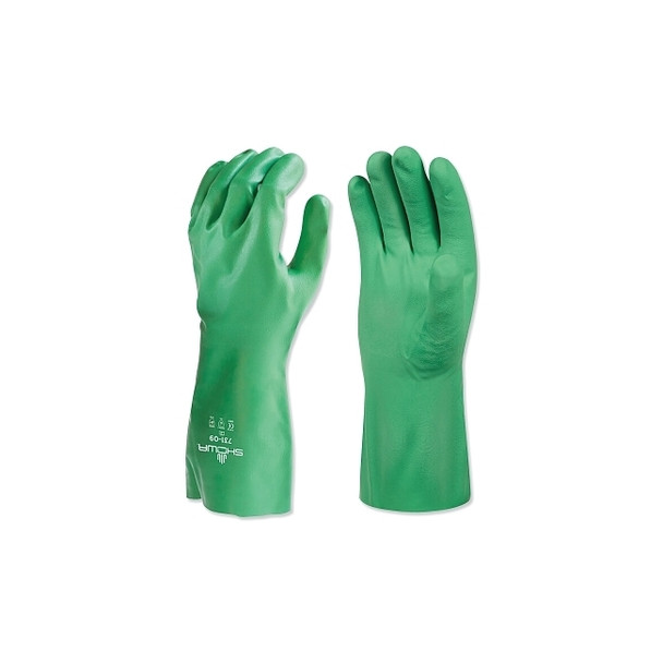 Chemical Resistant Gloves, Size XS, 12 in L, Green, 1 PR