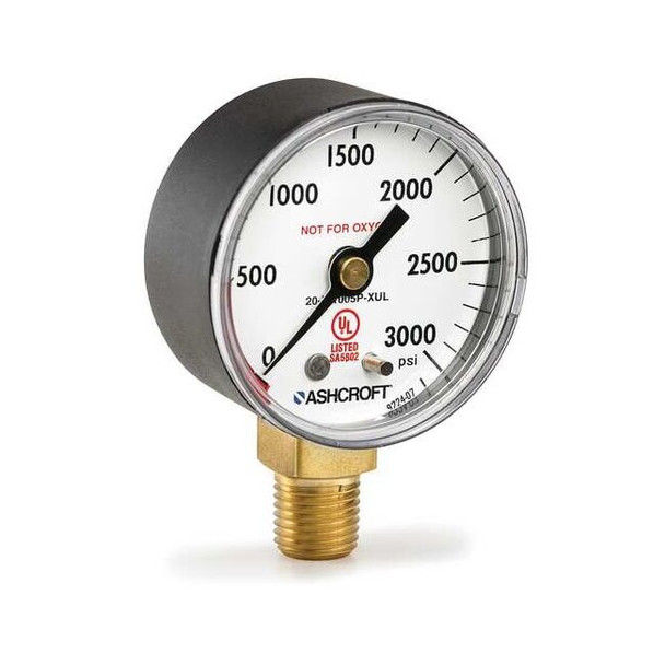 Pressure Gauge, 2 in Dial, 1/4 in MNPT, Right Side Location, ABS Case Material