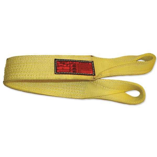 Synthetic Web Sling, Type 4, 20 ft L, 3 in W, Nylon, Yellow