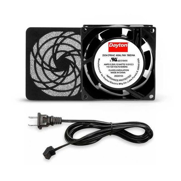 Dayton Square Axial Fan Kit, 120V AC, Cast Aluminum, 3 5/8 in W. 786EV4