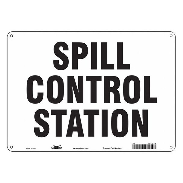 Spill Control Station, 14 in W x 10 in H, Horizontal Rectangle, Aluminum, 470N30