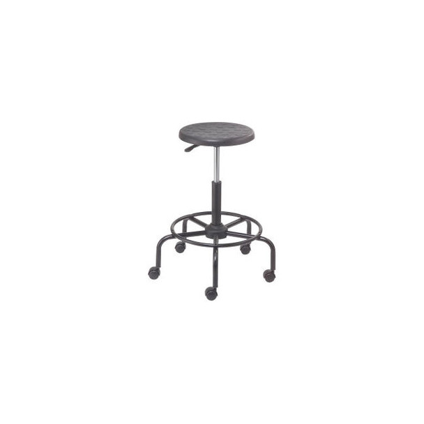 Interion Shop Stool with Footrest - Polyurethane - Black