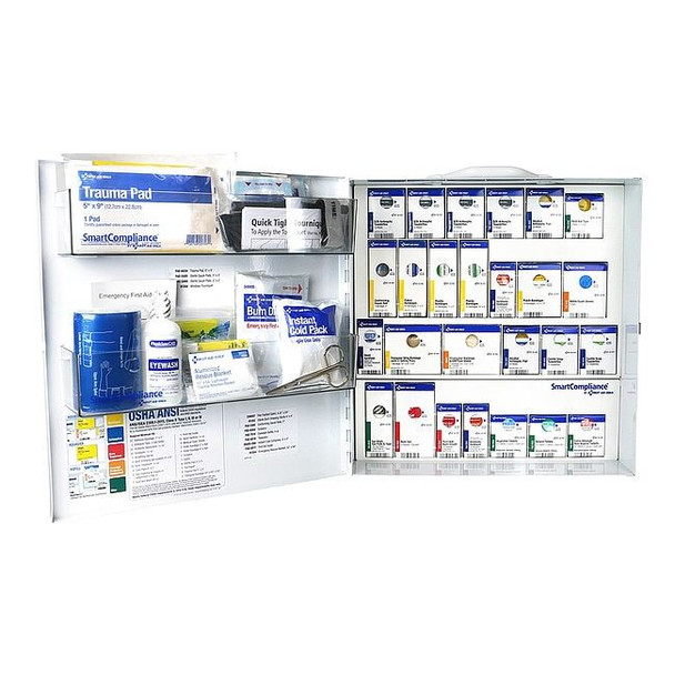 First Aid Kit and Housing, Metal Cabinet, 386 Components, 100 People Served