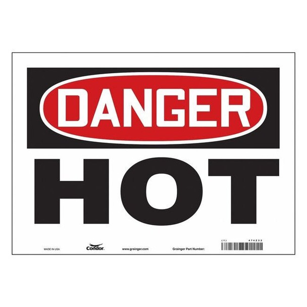 Danger Sign, 10 in H, 14 in W, Vinyl, Horizontal Rectangle, English, 474Z22
