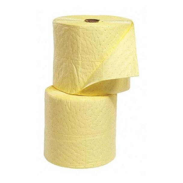 Sorbent Roll, 55 gal, 15 in x 150 ft, Harsh Chemicals, Yellow, 2 PK