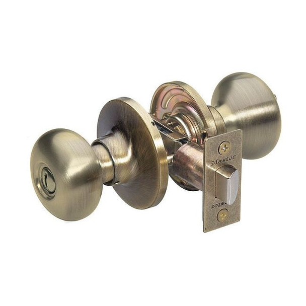 Master Lock Knob Lockset,Biscuit Style,Antique Brass BC0305BOX